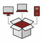 Appareils informatiques au-dessus d'une boîte